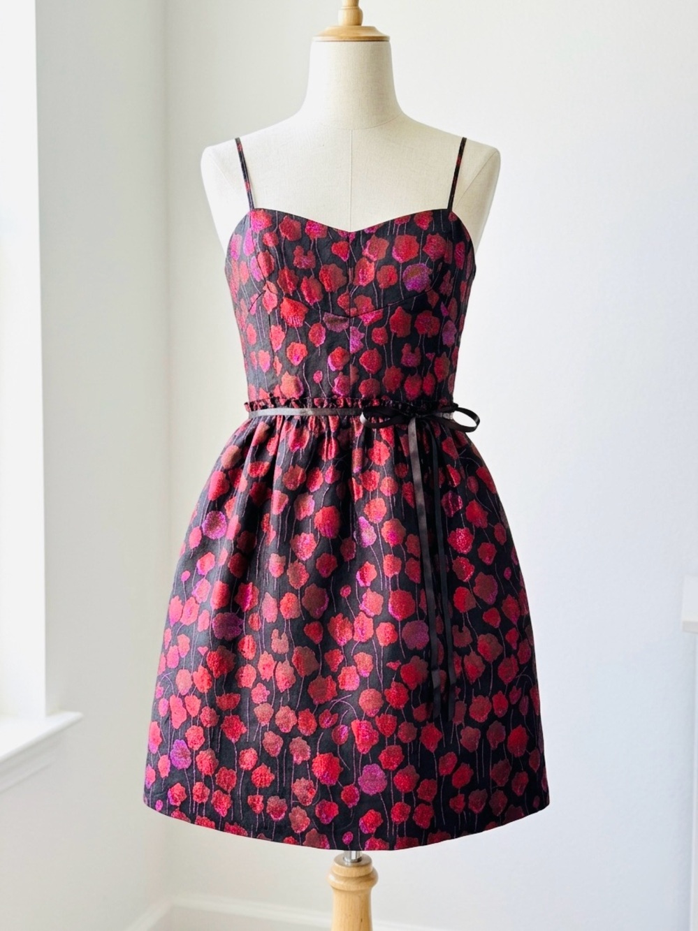 Chelsea & Violet black floral coquette cocktail party mini dress XS